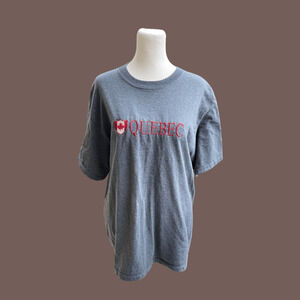 Gildan Quebec T-Shirt | Gray Cotton Blend | Size M | Vintage